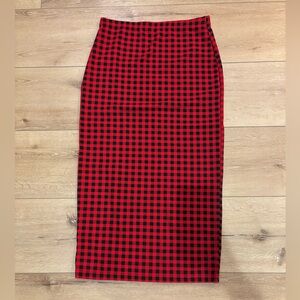 New SHEIN Curve Black and Red Buffalo Plaid Stretchy Pencil Skirt 1XL